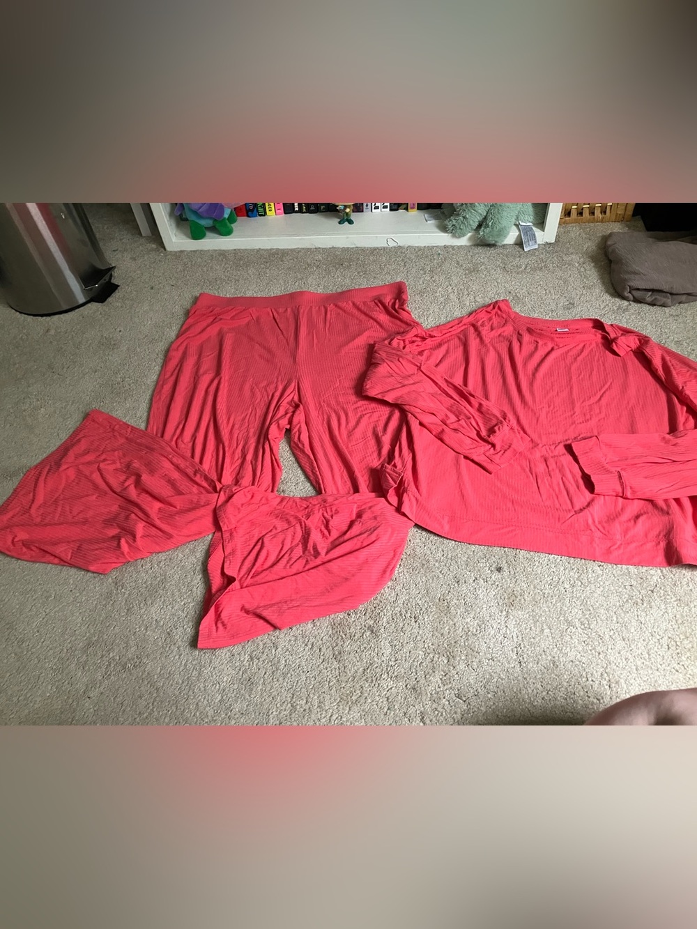 Old Navy Coral Ribbed Pajama Top & Pants Set Size L and XL